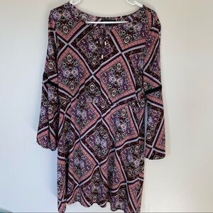 New Look Pink Floral Long SleeveDress. Size Large